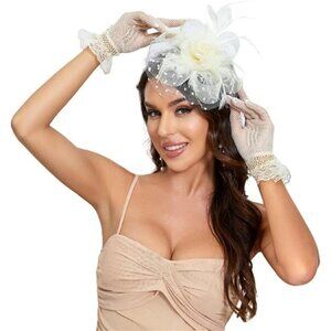 Fascinators Hat Clip Hat Wedding Cocktail Tea Party Headwear and Short Lace